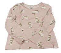 Světlerůžové triko s králíčky H&M