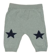 Mentolové melírované pletené turecké tepláky s hviezdičkami Tu