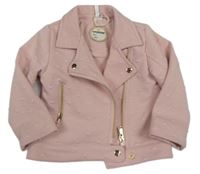 Svetloružový vzorovaný zateplený krivák so srdiečkami a golierikom ORCHESTRA