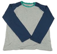 Šedo-tmavomodro/zelené melírované pyžamové triko Tchibo