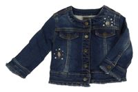 Tmavomodrá tepláková rifľová bunda s pecičkami mayoral