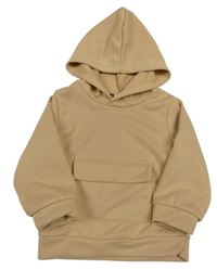 Béžová mikina s vreckom a kapucňou