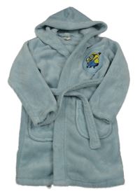 Svetlomodrý plyšový župan s Minoni a kapucňou