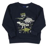 Tmavomodrá tepláková mikina s dinosaurami a nápismi lupilu