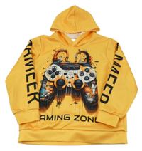 Pomerančová športová mikina s ovladačem a kapucňou