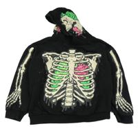 Černá mikina s kostmi a kapucí Tu