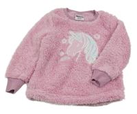 Ružová chlpatá mikina s jednorožcom POCOPIANO