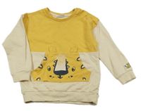 Okrovo-svetlobéžová mikina s tygrem/kapsou so cute