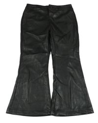 Černé flare koženkové kalhoty St. Bernard