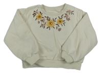 Smotanová mikina s kvety s flitrami C&A