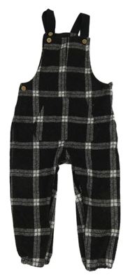 Černo-bílé kostkované laclové kalhoty s kapsou F&F