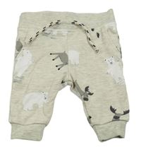 Svetlosivé melírované tepláky so zvieratkami PRIMARK