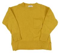 Okrový pletený sveter s vreckom CYRILLUS