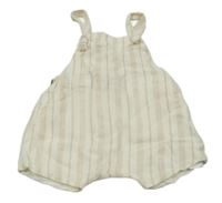 Bielo-béžové pruhované ľanové na traké kraťasy Zara