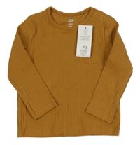 Nové - hnědé žebrované triko s kapsou F&F