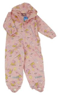 Nové - světlerůžová šusťáková jarní kombinéza s Peppa Pig a kapucí 