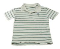 Bielo-šalvějové pruhované polo tričko s palmou H&M