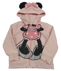 Světlerůžová propínací mikina s Minnie a kapucí H&M