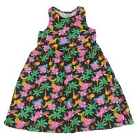 Čierne šaty s ovociem a melónmi a jahůdkami a palmami PRIMARK