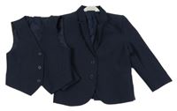 2Set - Tmavomodré sako + vesta H&M
