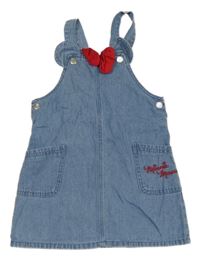 Modré rifľové šaty s mašlí - Minnie PRIMARK