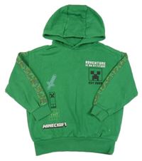 Tmavozelená mikina s Minecraft a kapucí