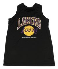 Čierne športové basketbalové tielko s loptou a nápisem - LAKERS a číslom PRIMARK