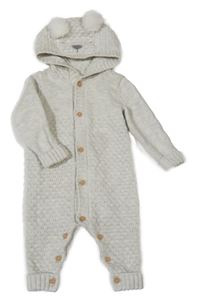 Svetlosivá melírovaná vzorovaná vlnená kombinéza s kapucňou s čumáčkem the little white company