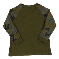 Khaki-army melírované pyžamové triko Next