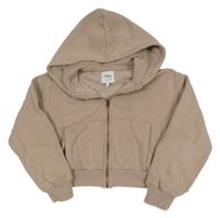 Svetlohnedá prepínaci crop mikina s kapucňou ZARA