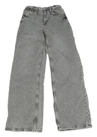 Šedé plísňové wide leg high waist rifle H&M