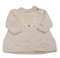 Světlerůžová svetrová šatová tunika se srnou Mothercare