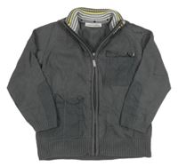 Tmavosivý prepínaci sveter s vreckami