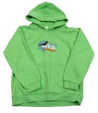 Zelená mikina s ptákem a kapucňou AWDis