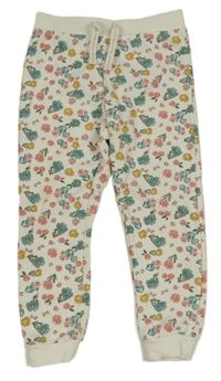 Smotanové kvetované tepláky Primark