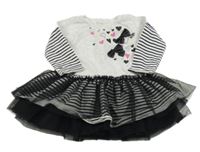 Světlešedo-černé bavlněno/tylové šay so srdiečkami a mašľami