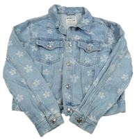 Modrá kvetovaná rifľová crop bunda Page One Young