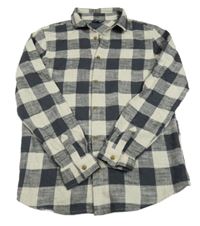 Svetlošedá -tmavomodrá kockovaná košeľová bunda Primark