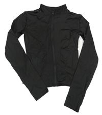 Černá sportovní propínací crop mikina