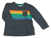 Antracitové triko s barevnými pruhy a kapsou Liegelind