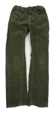 Khaki manšestrové skinny kalhoty