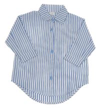 Modro-biele pruhované prepínaci košeľové šaty Shein