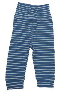 Modro-biele pruhované rebrované ľahké tepláky Ergee