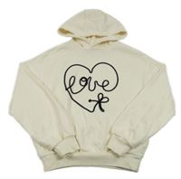 Krémová mikina so srdcem s nápisom a kapucňou George