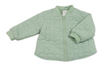 Zelená prošívaná šusťáková zateplená bunda s květinami Mothercare