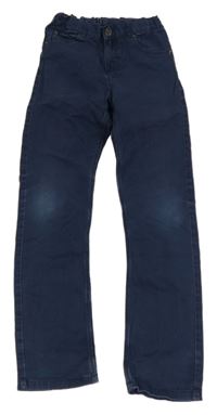 Tmavomodré plátenné nohavice H&M