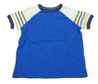 Safírovo-smetanové tričko s pruhy na rukávech Mini Boden