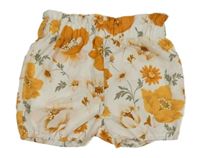 Smotanové kvetované ľahké kraťasy Shein