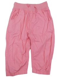 Ružové plátenné capri nohavice s úpletovým pasom Infinity Kids