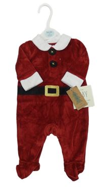 Nové - Tmavočervený sametový overal - Santa George